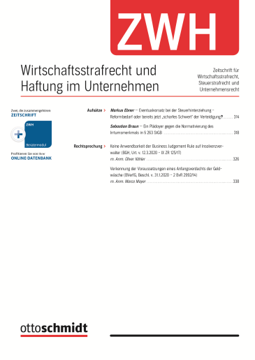  Wirtschaftsstrafrecht und Haftung im Unternehmen (ZWH)