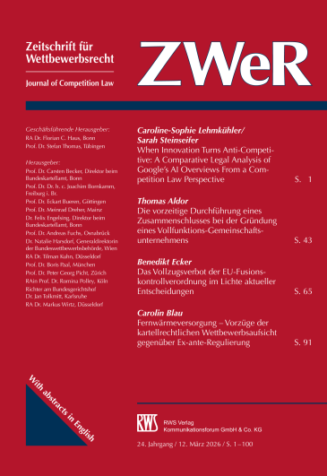  Zeitschrift für Wettbewerbsrecht (ZWeR)